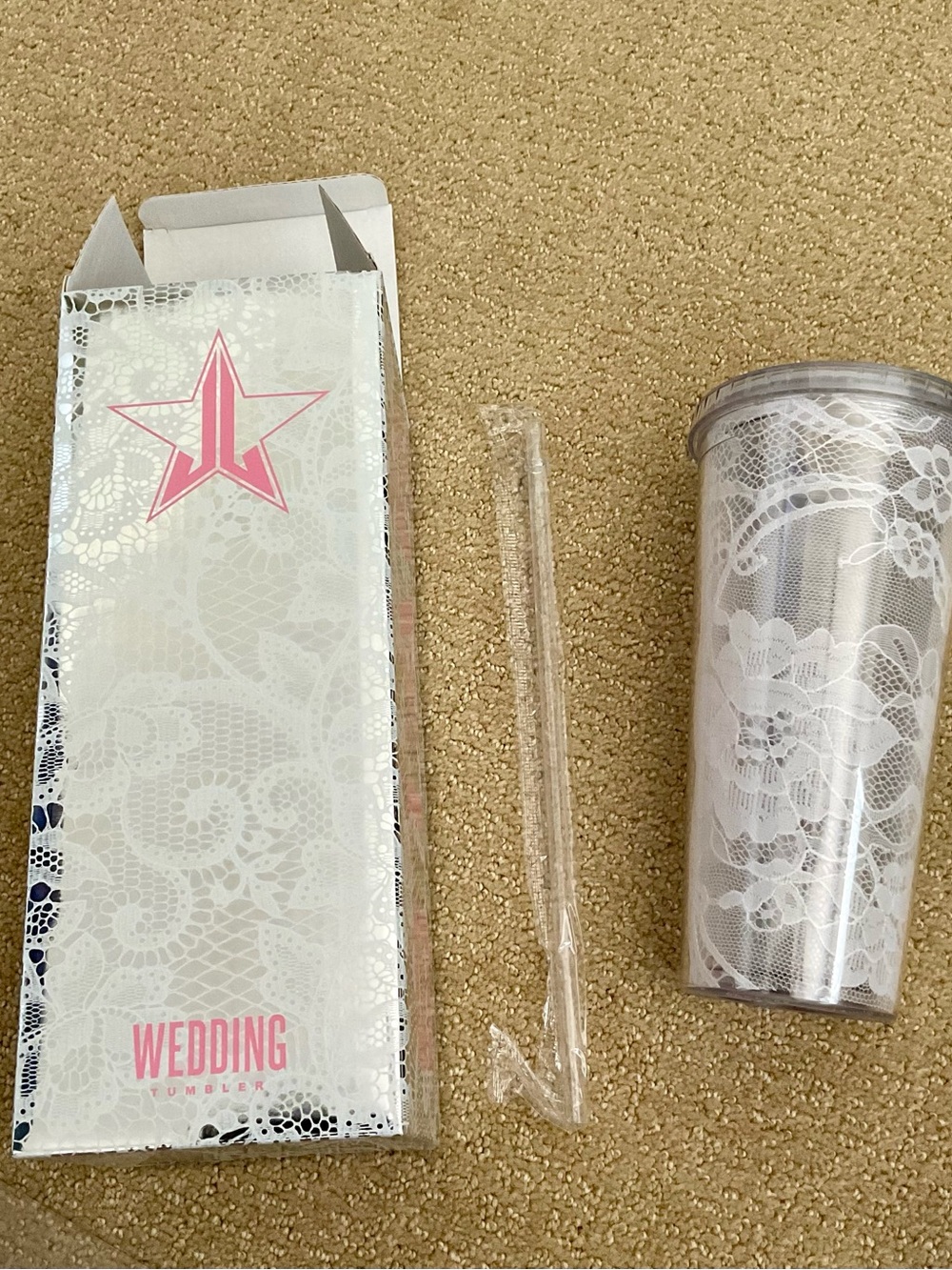 Jeffree Star White Lace Wedding Tumbler NWT, White